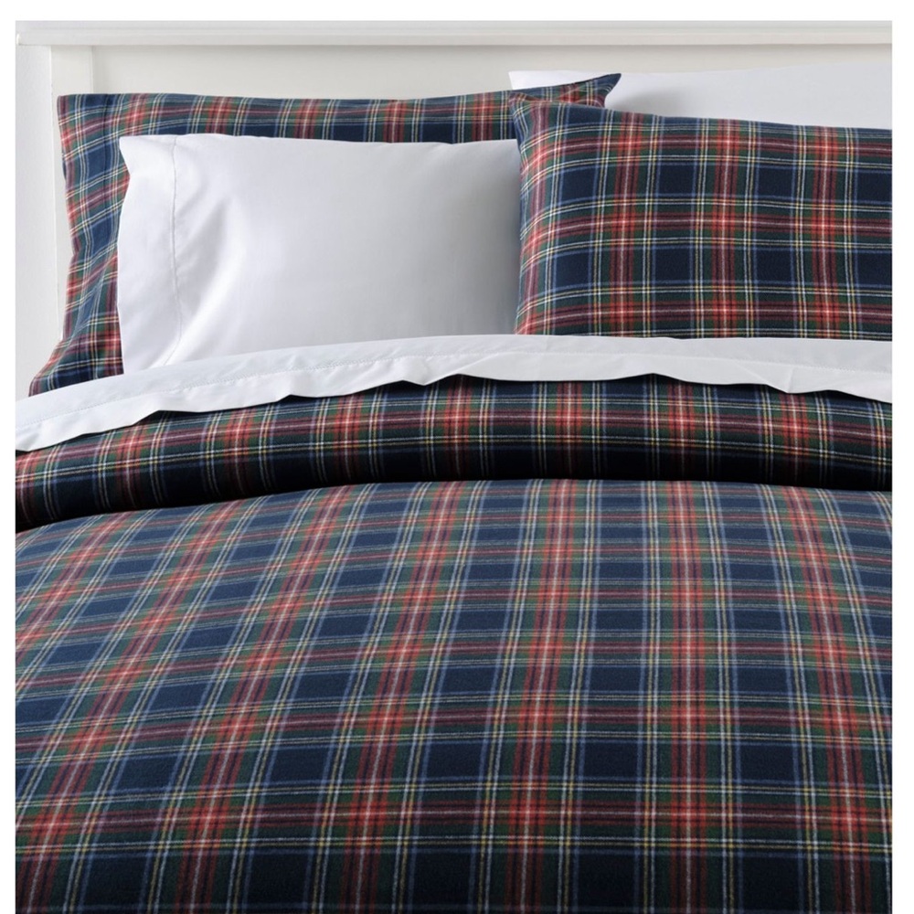 L.L. Bean Heritage Chamois Flannel Queen Comforter Cover & 2 Standard Shams, NWT